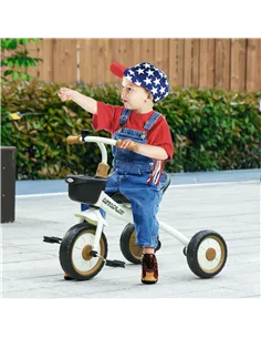 AIYAPLAY Kids Trike, Tricycle, with Adjustable Seat, Basket, Bell, for Ages 2-5 Years - White 2