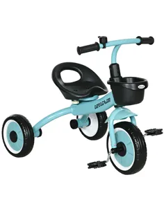 AIYAPLAY Kids Trike, Tricycle, with Adjustable Seat, Basket, Bell, for Ages 2-5 Years - Blue