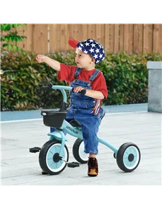 AIYAPLAY Kids Trike, Tricycle, with Adjustable Seat, Basket, Bell, for Ages 2-5 Years - Blue 2