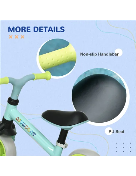 AIYAPLAY 8" Balance Bike, Lightweight Training Bike for Children, with Adjustable Seat, EVA Wheels, Easy installation - Green