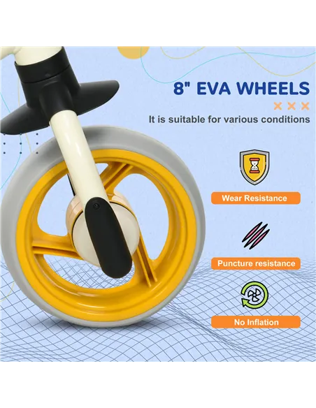 AIYAPLAY 8" Balance Bike, Lightweight Training Bike for Children, with Adjustable Seat, EVA Wheels, Easy installation - Orange