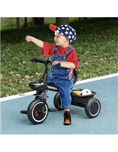 AIYAPLAY Kids Trike for 2-5 Years with Adjustable Seat, Pedal, Baskets, Black 2