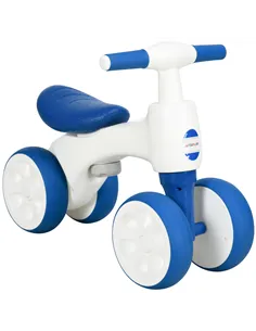 AIYAPLAY Balance Bike for Ages 18-36 Months, with Anti-Slip Handlebars, Four Wheels, No Pedal - Blue