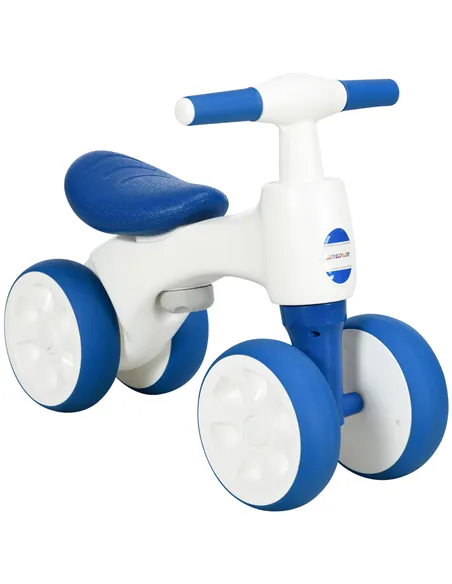 AIYAPLAY Balance Bike for Ages 18-36 Months, with Anti-Slip Handlebars, Four Wheels, No Pedal - Blue