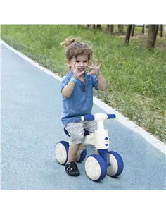 AIYAPLAY Balance Bike for Ages 18-36 Months, with Anti-Slip Handlebars, Four Wheels, No Pedal - Blue 2