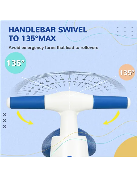 AIYAPLAY Balance Bike for Ages 18-36 Months, with Anti-Slip Handlebars, Four Wheels, No Pedal - Blue