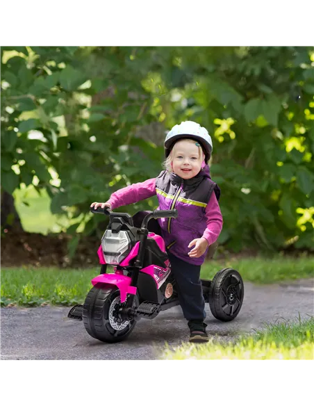AIYAPLAY Motorcycle Design, 3 in 1 Toddler Trike, Sliding Car, Balance Bike with Headlight, Music, Horn, Pink