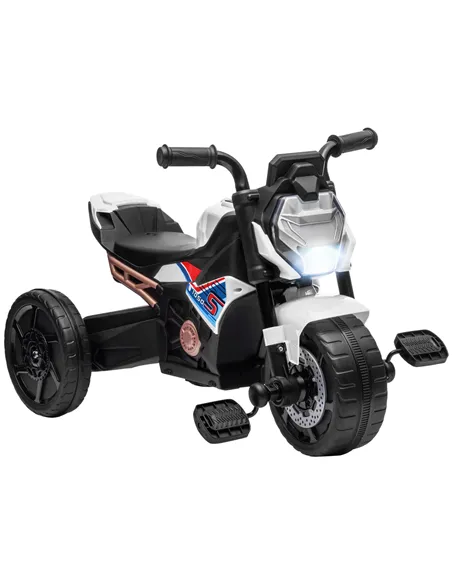 AIYAPLAY Motorcycle Design, 3 in 1 Toddler Trike, Sliding Car, Balance Bike with toy safety light, Music, Horn, White