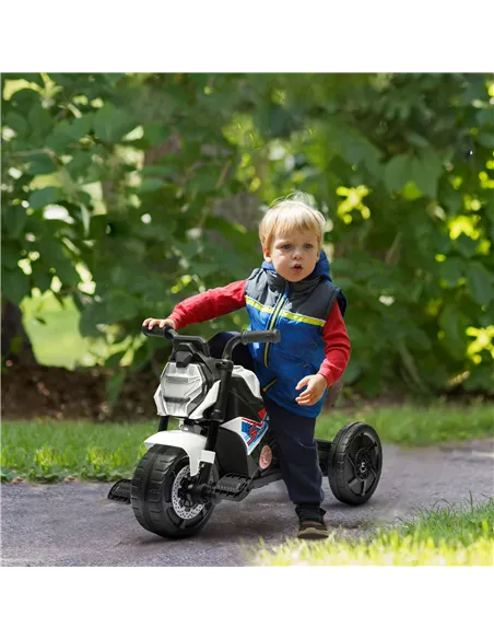 AIYAPLAY Motorcycle Design, 3 in 1 Toddler Trike, Sliding Car, Balance Bike with toy safety light, Music, Horn, White