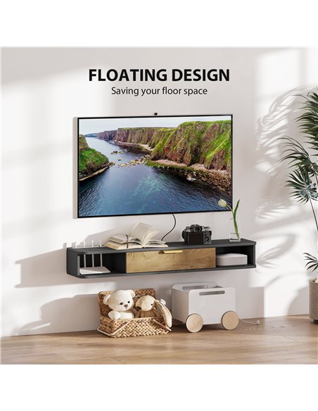 HOMCOM 120 cm Floating TV Stand with Storage - Charcoal Grey