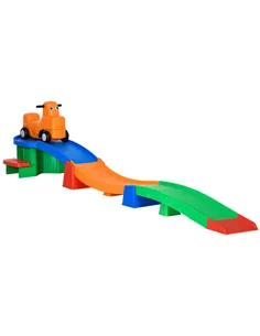 AIYAPLAY 3(m) Four-Piece Ride on Kids Roller Coaster w/ Non-Slip Steps, for Ages 2-5 Years - Multicoloured