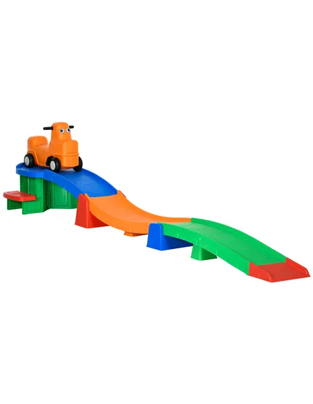 AIYAPLAY 3(m) Four-Piece Ride on Kids Roller Coaster w/ Non-Slip Steps, for Ages 2-5 Years - Multicoloured