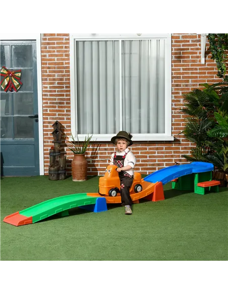 AIYAPLAY 3(m) Four-Piece Ride on Kids Roller Coaster w/ Non-Slip Steps, for Ages 2-5 Years - Multicoloured