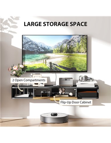 HOMCOM 120 cm Floating TV Stand with Storage - Charcoal Grey