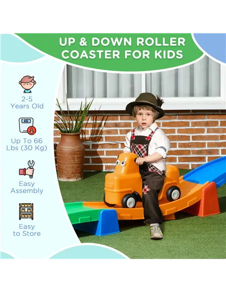 AIYAPLAY 3(m) Four-Piece Ride on Kids Roller Coaster w/ Non-Slip Steps, for Ages 2-5 Years - Multicoloured