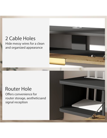 HOMCOM 120 cm Floating TV Stand with Storage - Charcoal Grey