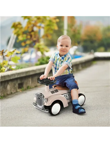 AIYAPLAY Foot to Floor Slider for Toddlers with Under-Seat Storage, Ride on Sliding Car with Horn, for Ages 12-36 Months - Cream