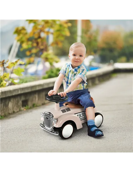 AIYAPLAY Foot to Floor Slider for Toddlers with Under-Seat Storage, Ride on Sliding Car with Horn, for Ages 12-36 Months - Cream