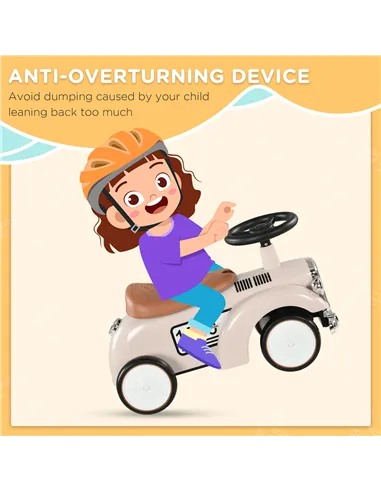 AIYAPLAY Foot to Floor Slider for Toddlers with Under-Seat Storage, Ride on Sliding Car with Horn, for Ages 12-36 Months - Cream