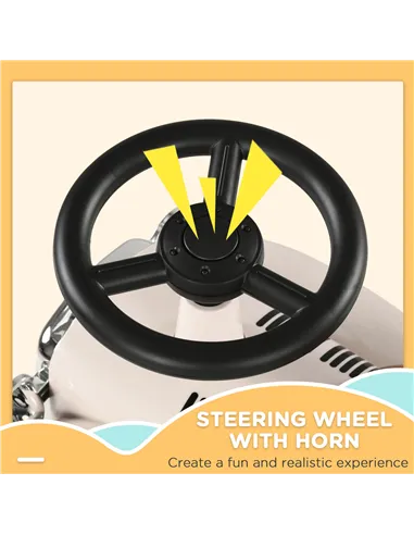 AIYAPLAY Foot to Floor Slider for Toddlers with Under-Seat Storage, Ride on Sliding Car with Horn, for Ages 12-36 Months - Cream