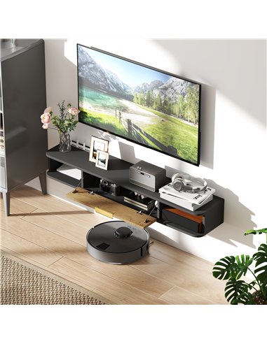 HOMCOM 120 cm Floating TV Stand with Storage - Charcoal Grey