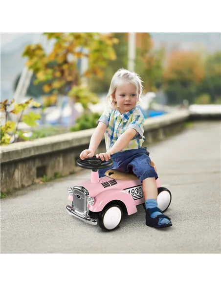 AIYAPLAY Foot to Floor Slider for Toddlers with Under-Seat Storage, Ride on Sliding Car with Horn, for Ages 12-36 Months - Pink