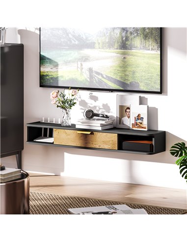 HOMCOM 120 cm Floating TV Stand with Storage - Charcoal Grey