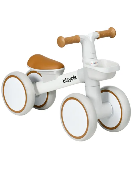AIYAPLAY Kids Balance Bike for 1-3 Years Old with Adjustable Seat, Silent Wheels, White
