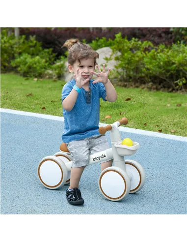 AIYAPLAY Kids Balance Bike for 1-3 Years Old with Adjustable Seat, Silent Wheels, White