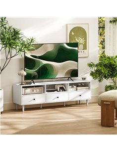 HOMCOM Multi-Storage Minimal TV Stand - White 2