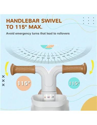 AIYAPLAY Kids Balance Bike for 1-3 Years Old with Adjustable Seat, Silent Wheels, White