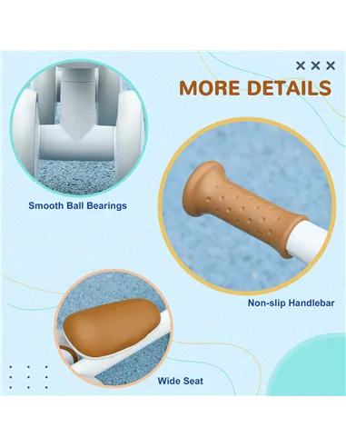 AIYAPLAY Kids Balance Bike for 1-3 Years Old with Adjustable Seat, Silent Wheels, White