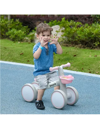 AIYAPLAY Kids Balance Bike for 1-3 Years Old with Adjustable Seat, Silent Wheels, Pink