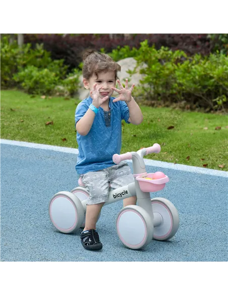 AIYAPLAY Kids Balance Bike for 1-3 Years Old with Adjustable Seat, Silent Wheels, Pink