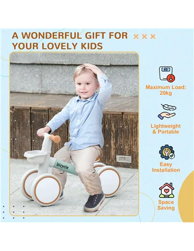 AIYAPLAY Kids Balance Bike for 1-3 Years Old with Adjustable Seat, Silent Wheels, Green