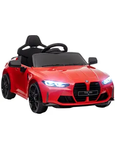 AIYAPLAY 12V BMW Licensed Kids Car, with Easy Transport, Remote Control, Suspension, Music, Horn, LED Lights, Red