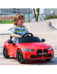 AIYAPLAY 12V BMW Licensed Kids Car, with Easy Transport, Remote Control, Suspension, Music, Horn, LED Lights, Red 2