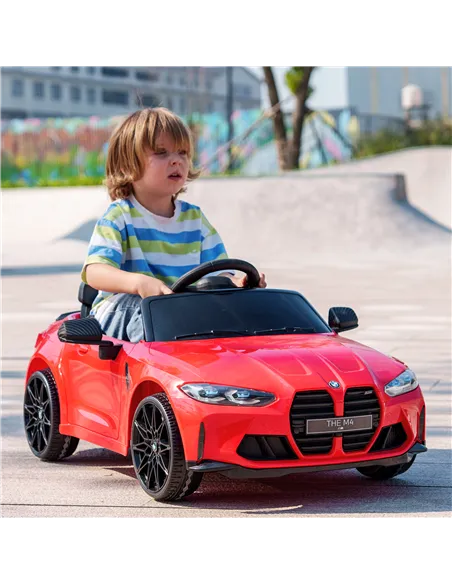 AIYAPLAY 12V BMW Licensed Kids Car, with Easy Transport, Remote Control, Suspension, Music, Horn, LED Lights, Red