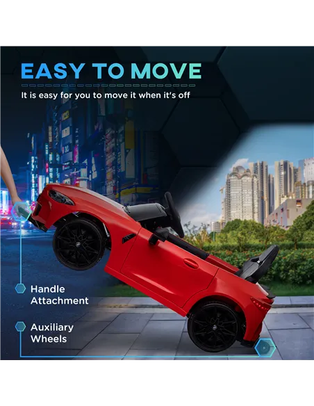 AIYAPLAY 12V BMW Licensed Kids Car, with Easy Transport, Remote Control, Suspension, Music, Horn, LED Lights, Red