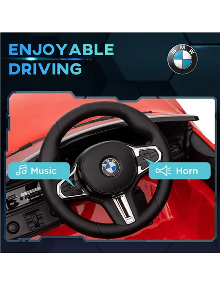 AIYAPLAY 12V BMW Licensed Kids Car, with Easy Transport, Remote Control, Suspension, Music, Horn, LED Lights, Red