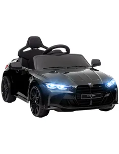 AIYAPLAY 12V BMW Licensed Kids Car, with Easy Transport, Remote Control, Suspension, Music, Horn, LED Lights, Black