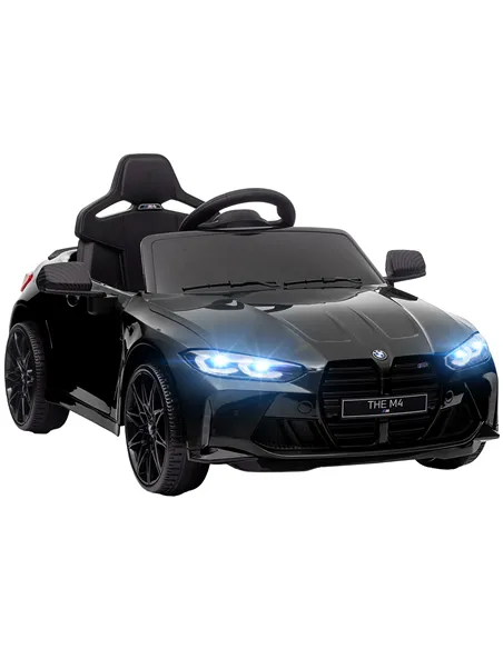 AIYAPLAY 12V BMW Licensed Kids Car, with Easy Transport, Remote Control, Suspension, Music, Horn, LED Lights, Black