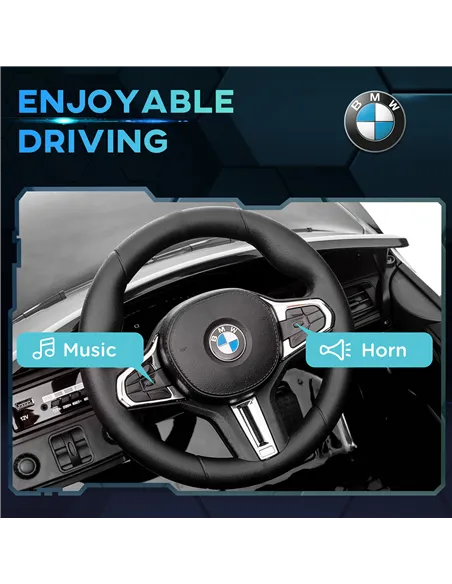 AIYAPLAY 12V BMW Licensed Kids Car, with Easy Transport, Remote Control, Suspension, Music, Horn, LED Lights, Black