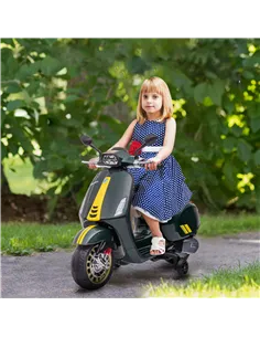 AIYAPLAY 12V Vespa Licensed Kids Electric Motorbike w/ Music, Headlights, FM Radio, for 3-6 Years - Green 2