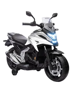 AIYAPLAY 12V Honda Licensed Kids Electric Motorbike w/ Music, Headlights, Early Education Function, for Ages 3-6 Years, White