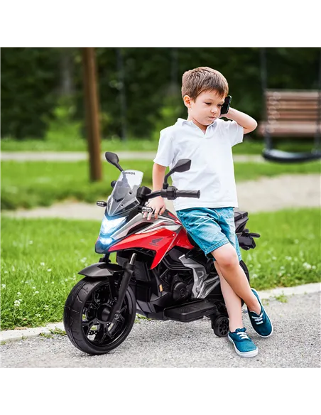 AIYAPLAY 12V Honda Licensed Kids Electric Motorbike w/ Music, Safety lights, Early Education Function, for Ages 3-6 Years, Red