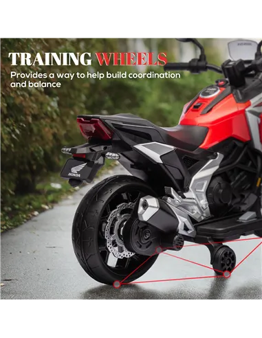 AIYAPLAY 12V Honda Licensed Kids Electric Motorbike w/ Music, Safety lights, Early Education Function, for Ages 3-6 Years, Red