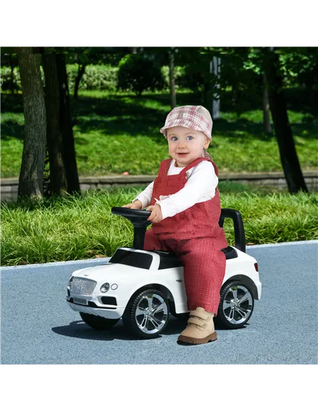 AIYAPLAY Bentley Bentayga Licensed Foot to Floor Ride on Car, Sliding Car Push Along Car w/ Under Seat Storage - White