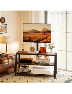 HOMCOM Industrial-Style TV Stand, with 35° Swivel Bracket - Dark Brown 2