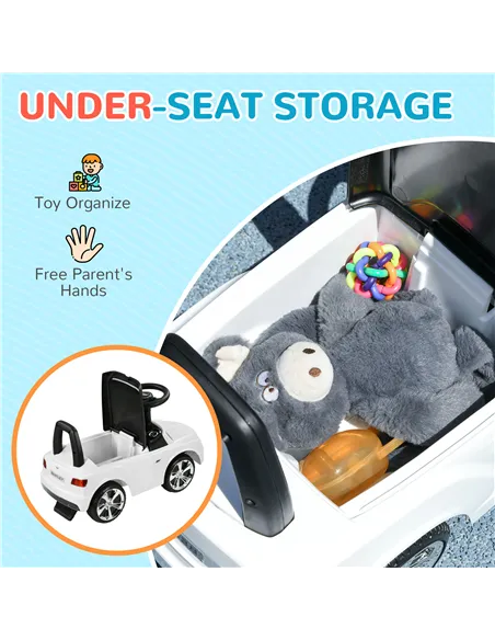 AIYAPLAY Bentley Bentayga Licensed Foot to Floor Ride on Car, Sliding Car Push Along Car w/ Under Seat Storage - White